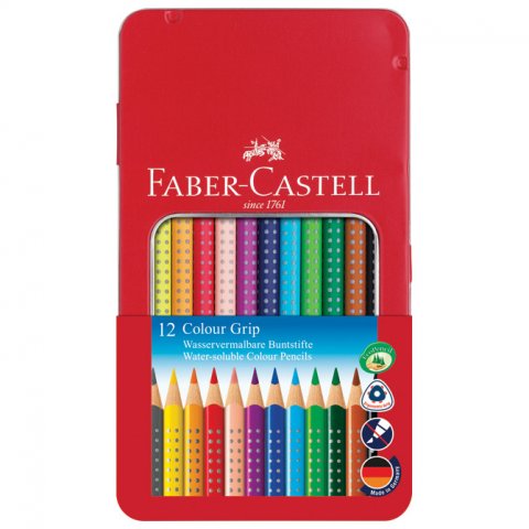 Boje drvene 12 boja metalna kutija Grip Faber Castell