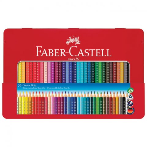 Boje drvene 36 boja metalna kutija Grip Faber Castell