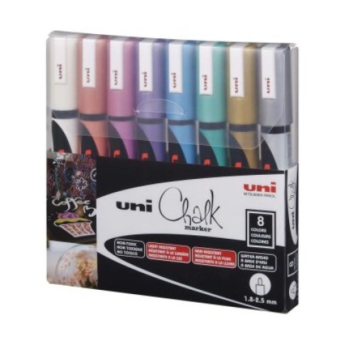 Marker Uni pwe-5m kreda metallic 8/1 pak