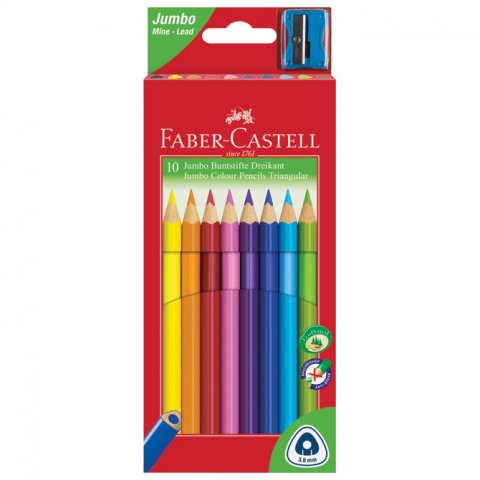 Boje drvene 10 boja Jumbo trokutaste +šiljilo Faber Castell