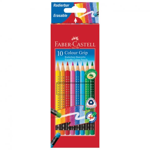 Boje drvene 10 boja s gumicom Grip Faber Castell