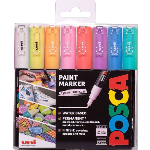 Uni pak marker Posca pc-1m pastelne boje 8/1